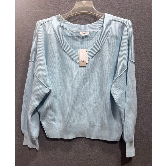 BP Womens Seamed Oversized V-Neck Rib Sweater from Nordstrom Blue Falls Size M - Picture 3 of 11